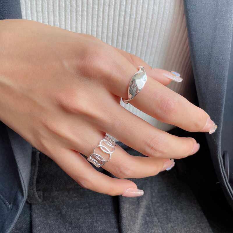 Geometric Hollow Croissant Open Ring for Women - Trendy, Unique Design for Index Finger