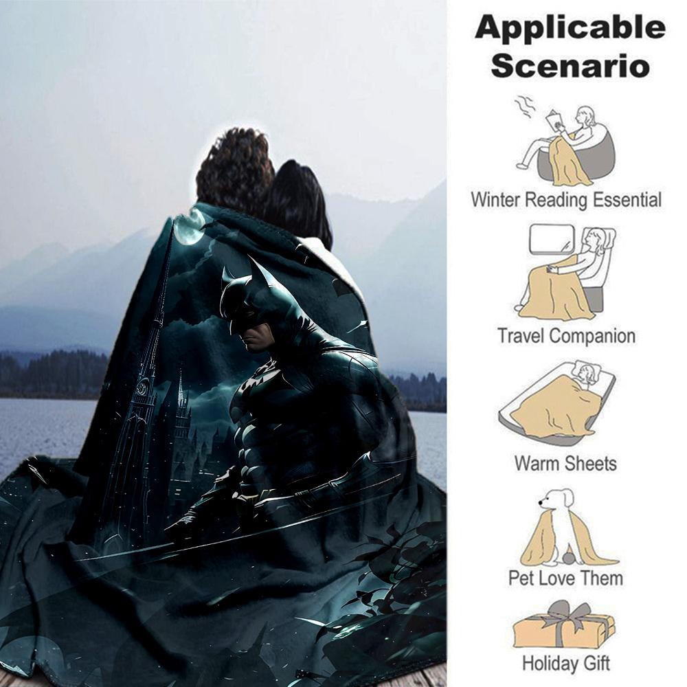 1pc Batman Night Cityscape Flannel Blanket - Soft Warm Throw for Home, Office, TravelL1354