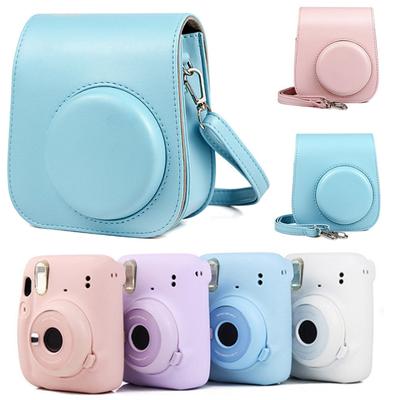 Für Instax Mini 12 Kameratasche, PU-Leder, weiche Silikon-Schutzhülle für Fujifilm Filmkameratasche mit Schultergurt