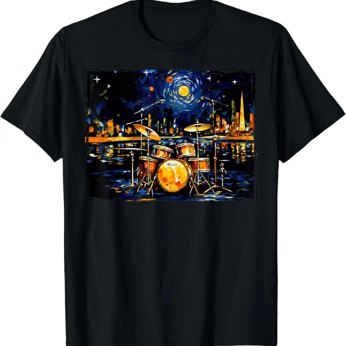

Drum Kit Percussionist Drummer Van Gogh Drums T-Shirt (2) XXXXXL чорний