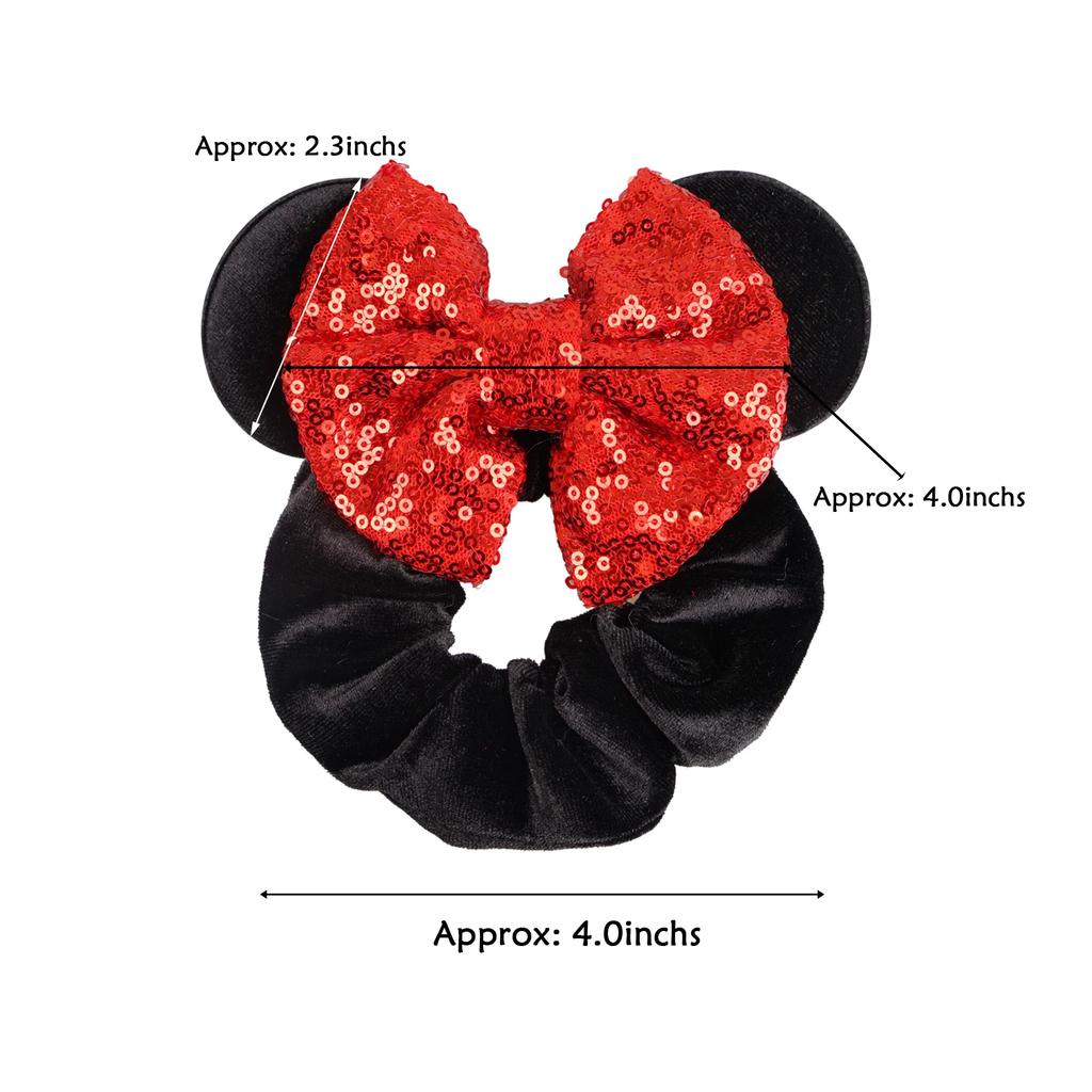 1 ks Vánoční myší uši Gumičky do vlasů Flitrové mašle Čelenka pro ženy Doplňky Sametové gumičky Pro dívky Party dekorace