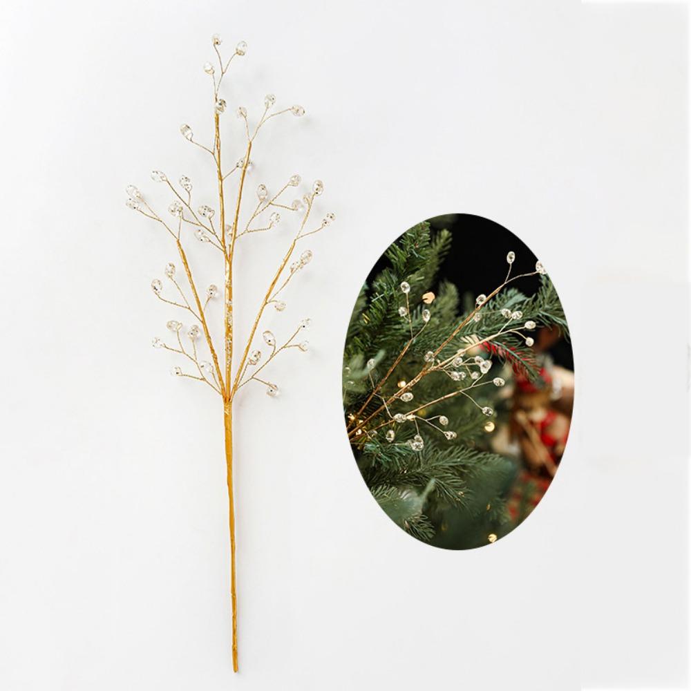 Gemstone Xmas Tree Glitter Branches Five-pointed Star Glitter Berry Stems  Holiday Party