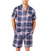 Conjunto de Pijama Masculino de Manga Curta com Botões e Shorts, Roupa Macia, Tamanhos P-XXXXG