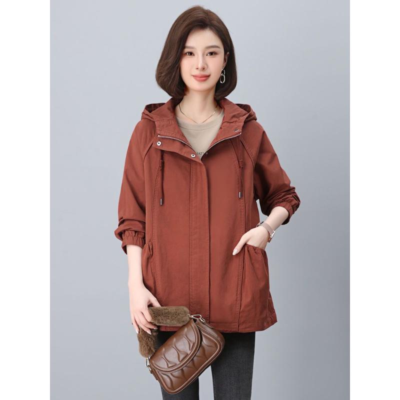 Mid-length Korean Loose Windbreaker Women's Mid-length Casual Jacket Hooded Top