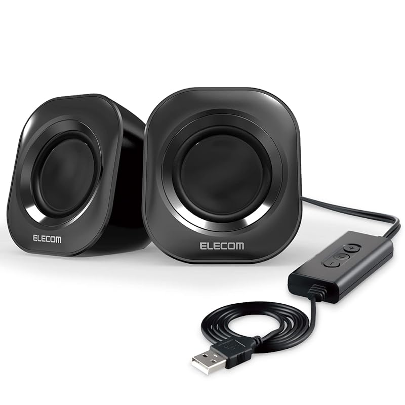 

ELECOM PC speaker- USB connection volume adjustment Mute function Maximum output 5W compact black MS-P08USB2BK 72×74×82mm