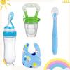 Baby Feeding Combo – Spoon Feeder Bottle, Fruit Feeder, Silicone Bib & Feeding Spoon (Pack of 4)