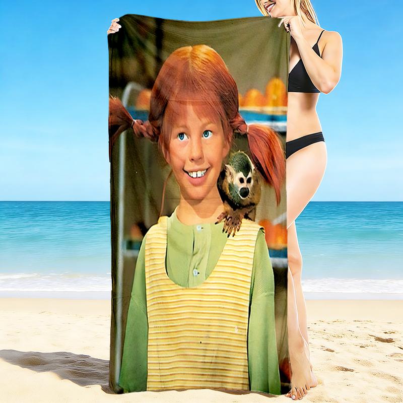 1Pc Girl Monkey Friend Beach Towel, Quick Dry, Multi-Use for Beach Pool Gym Yoga Home Travel, Christmas, Halloween, Xmas Gift M929389