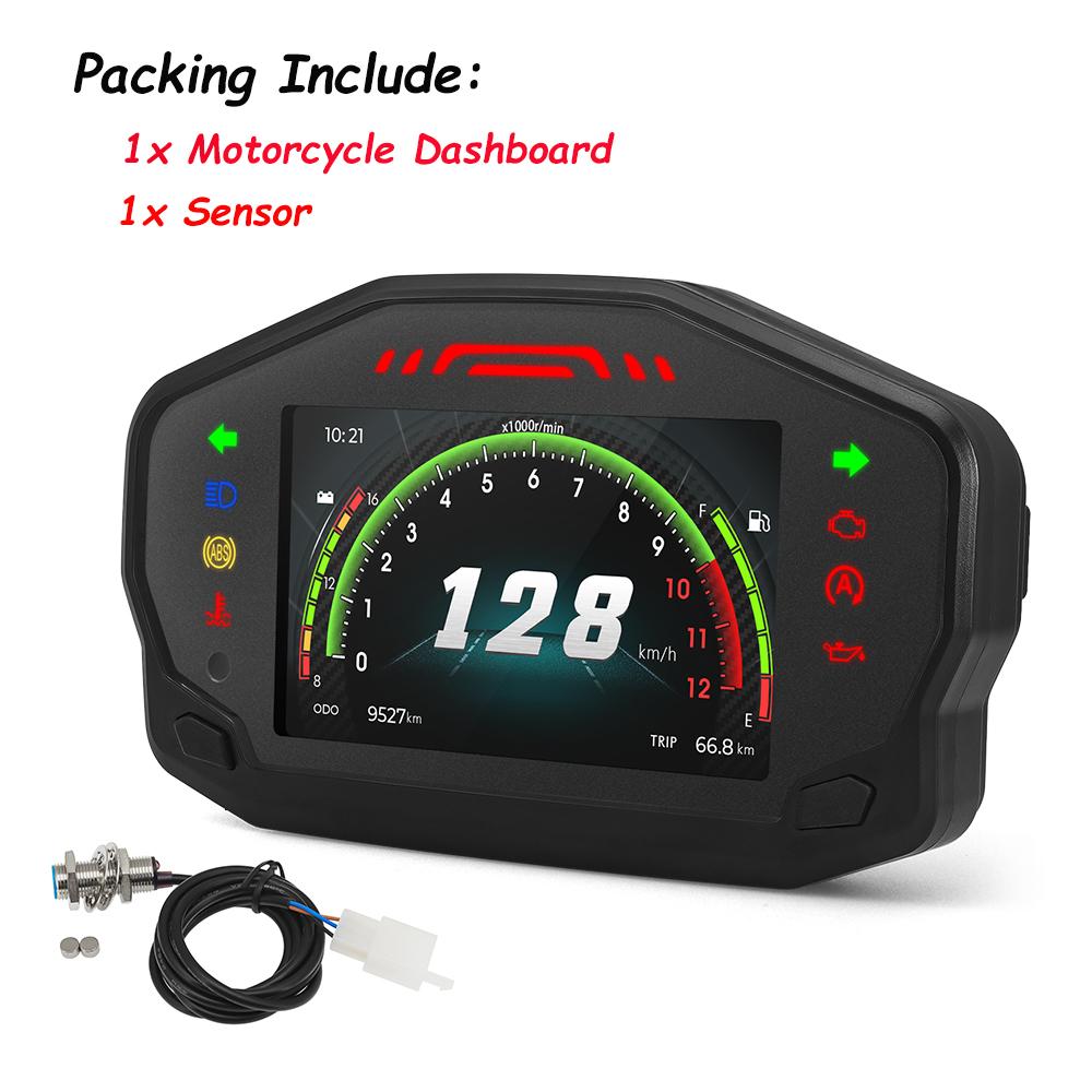 For 1,2,4 Cylinder 12V Motorcycle Universal LCD RPM Speedometer Digital Dash with Bluetooth-compatible Clock Oil Gauge Bracket
