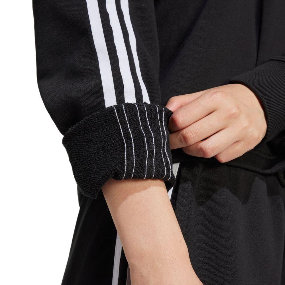 Adidas Originals Adicolor Series Hooded Striped Fitted Cropped Long Sleeve Sweatshirt Women Sweatshirt Black IU2424