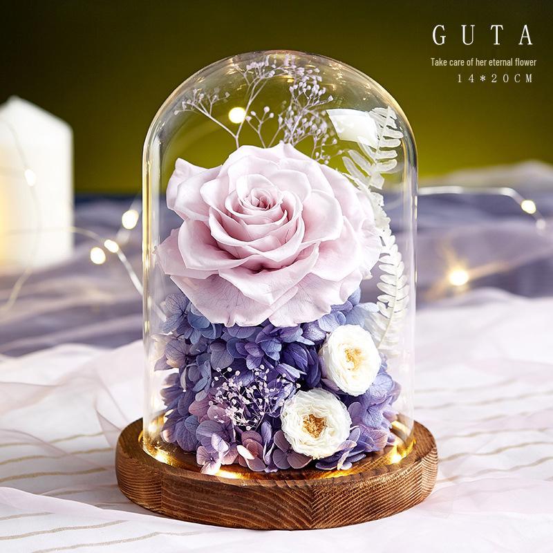 Věčná růže v prosklené kopuli - Perfektní dárek na Valentýna, výročí nebo narozeniny pro přítelkyni, kamarádku, přítele nebo manželku.