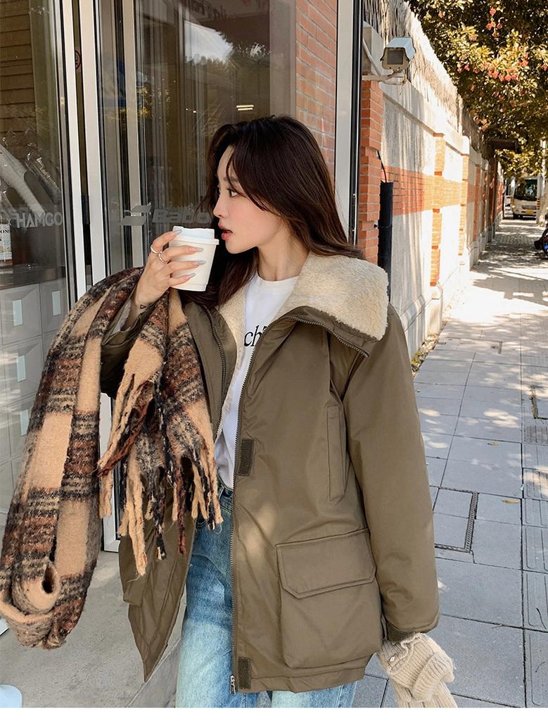 Large Laps Fur-Lined Thickened Workwear Parkas Women's Jacket