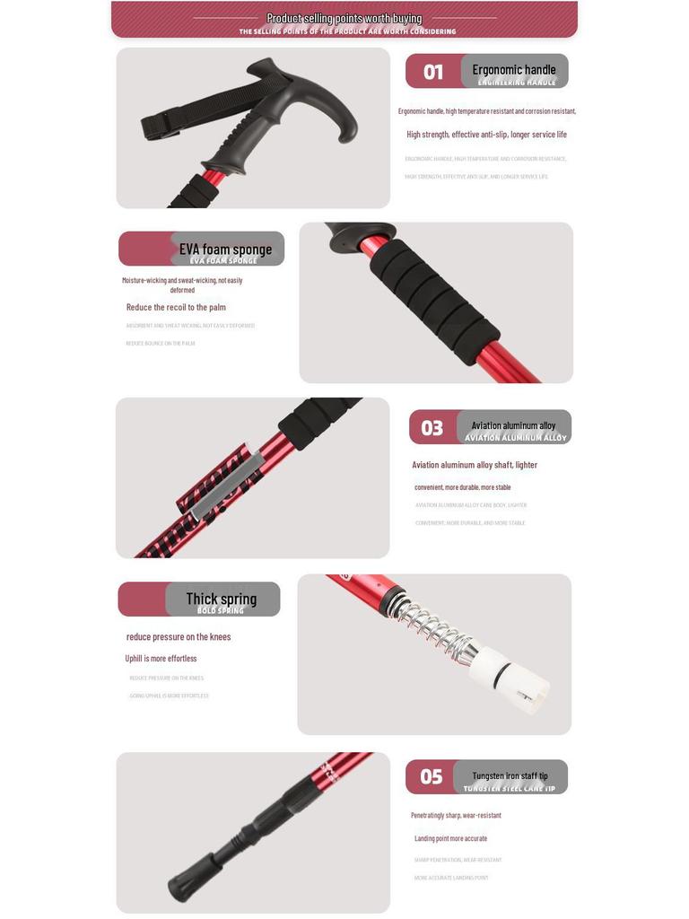 Alüminyum Alaşımlı Yürüyüş Batonları: Dış Mekan Yürüyüşleri İçin Üç Bölümlü Darbe Emici Yürüyüş Bastonları