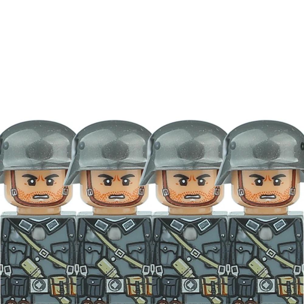 Andra världskriget Militära Tyska Soldater Figurer Hjälm Byggklossar Armé Infanteri Krigare Skytt Pansar Kanon Väst Vapen Klossar Leksaker