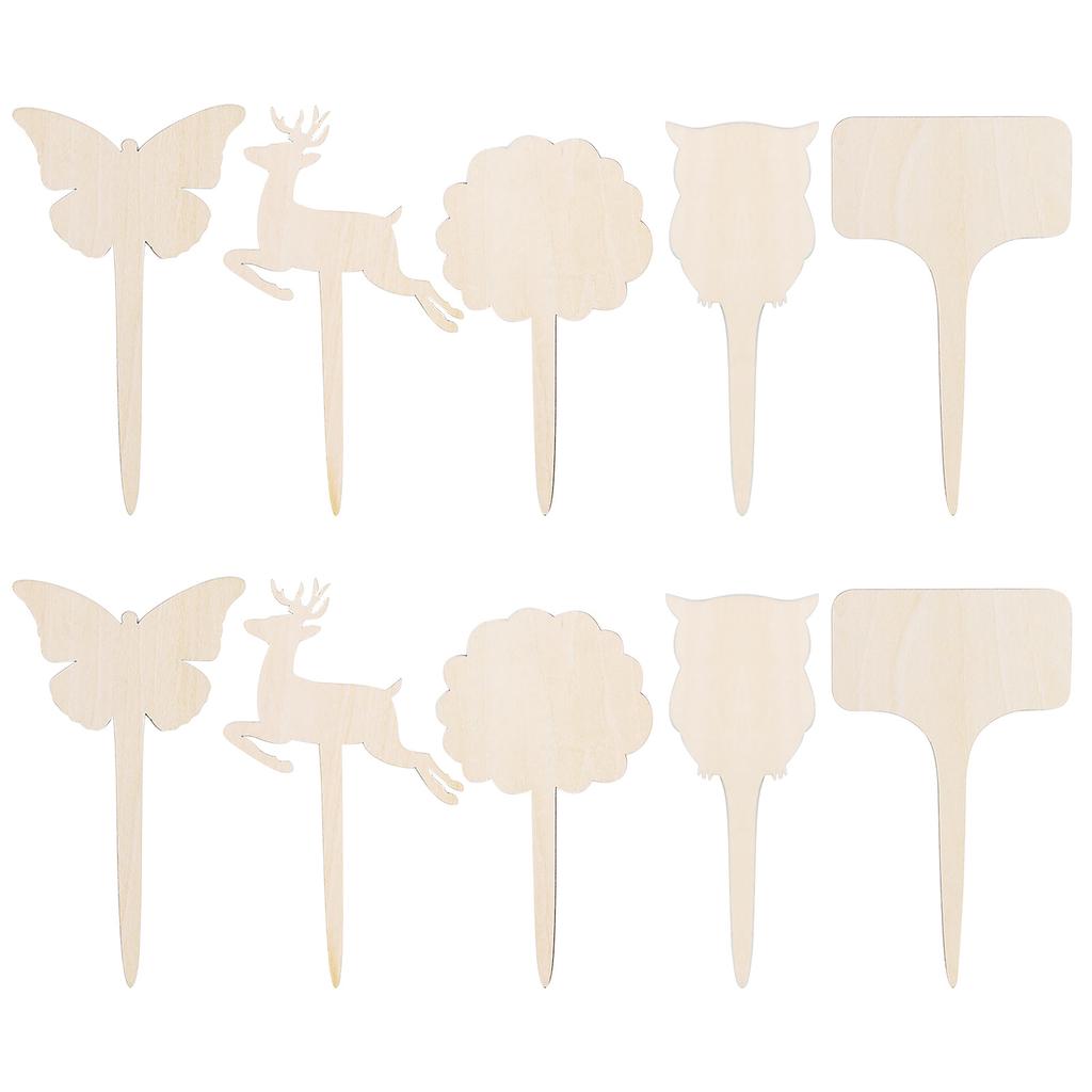 Wooden Sign Creative Gardening Plant Label Can Write Insert Ground 10PCS