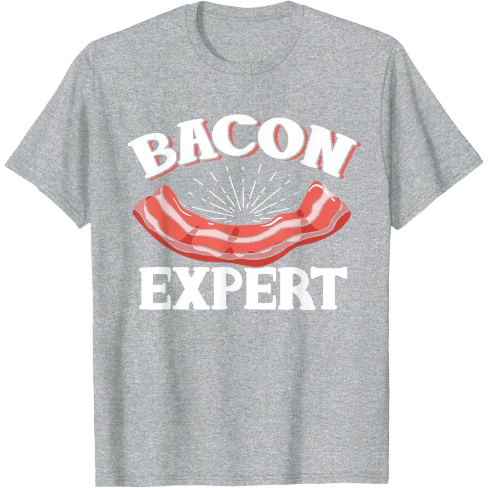Bacon Expert Food Lover Funny Graphic Printed Women Casual T-Shirt Short Sleeve Round Neck Top Clothing