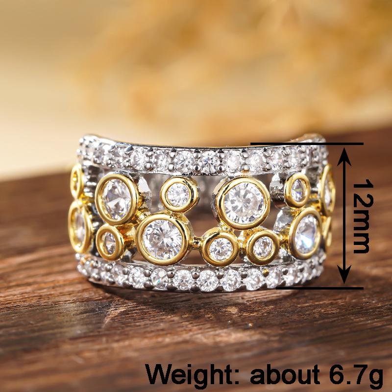 Xiaomi Huitan Women Ring Hollow Design Fashion Luxury Party Two Tone Accessories Wedding Charming Noble Jewelry Inlaid Sparkling CZ