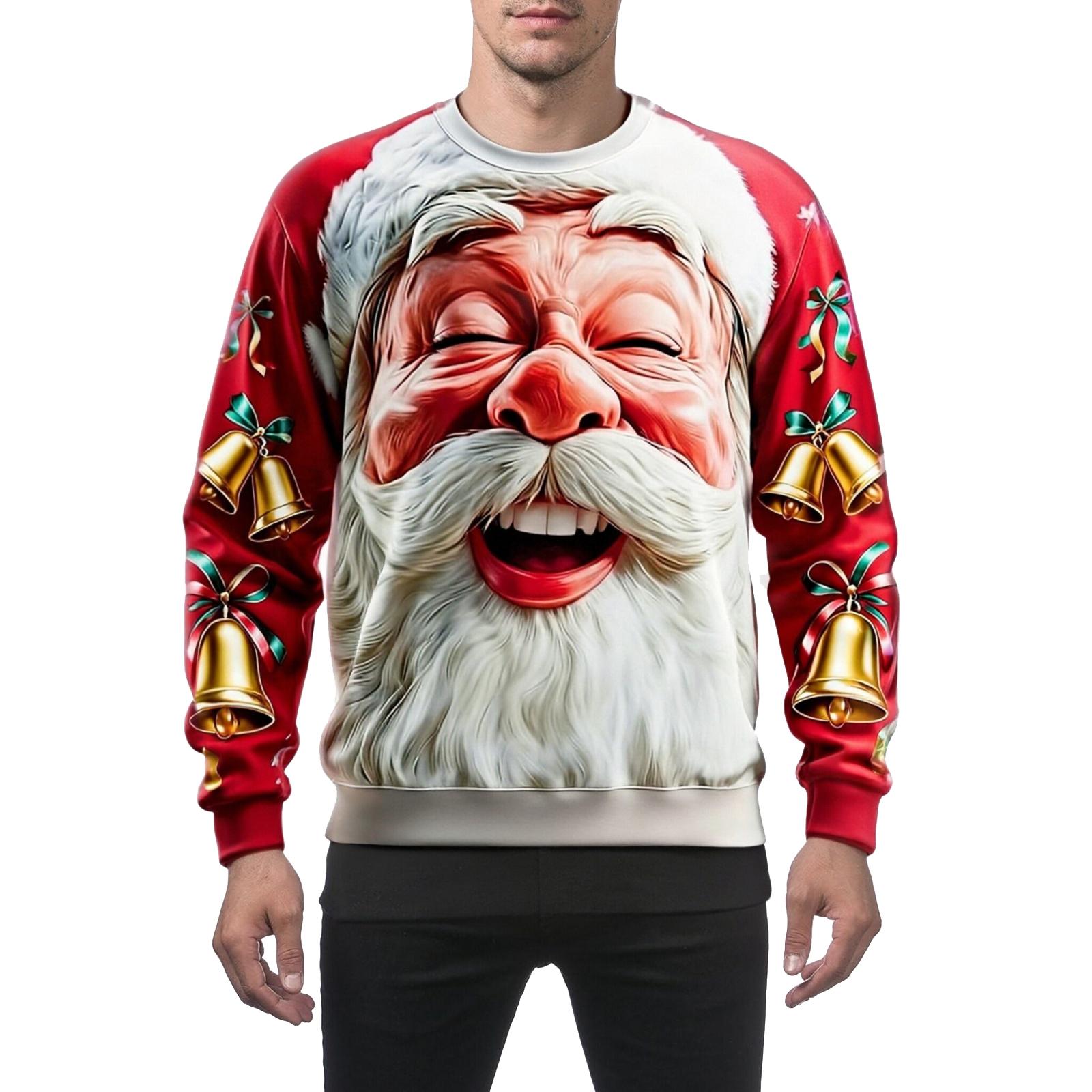 Men s Christmas Printed Round-neck Sweatshirt Men s Fashionable Casual Pullover Christmas Long-sleeved Sweatshirt XL арбуз красный 1780₽