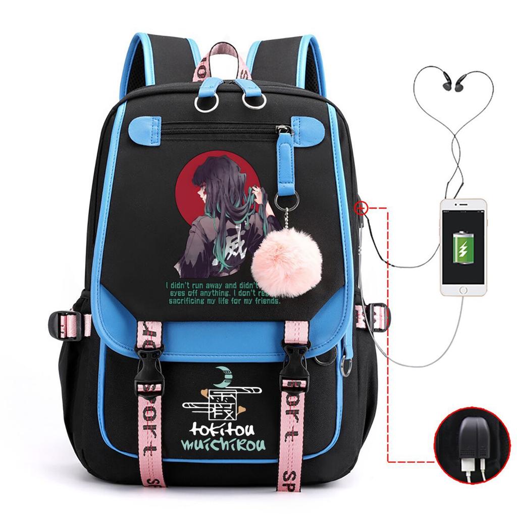 Ghost extermination surrounding animation schoolbag large capacity with usb academy wind junior high school student casual backpack