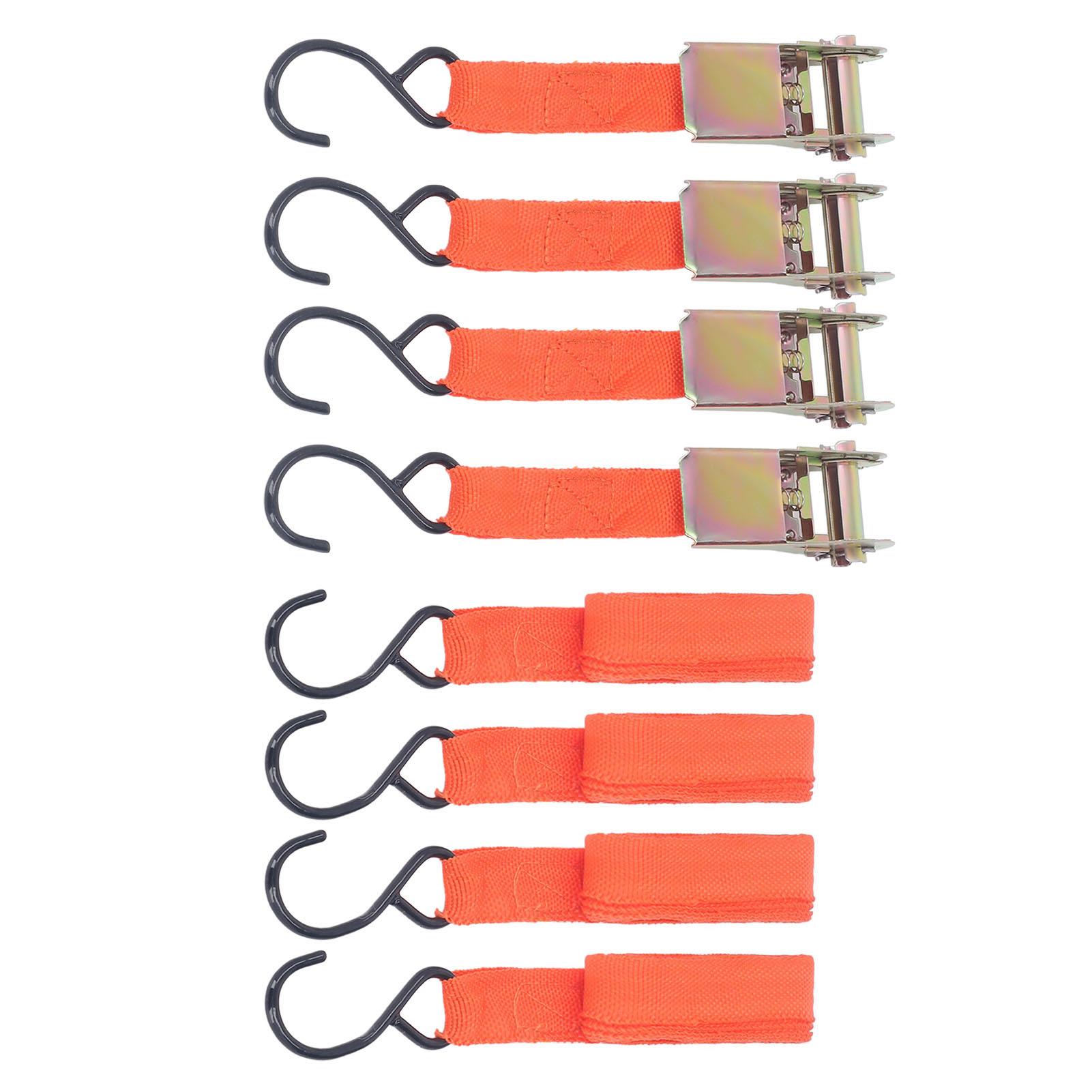 

4 шт. ремни с храповым механизмом для крепления мотоцикла, автомобиля, набор пряжек, длина 15 дюймов, ширина 25 мм, оранжевые