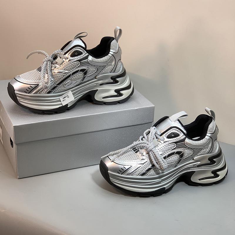 Thick Soled Dad Shoes for Women, Versatile for Spring 2025, Fashionable and Height Increasing, Thick Soled Casual Sports Shoes