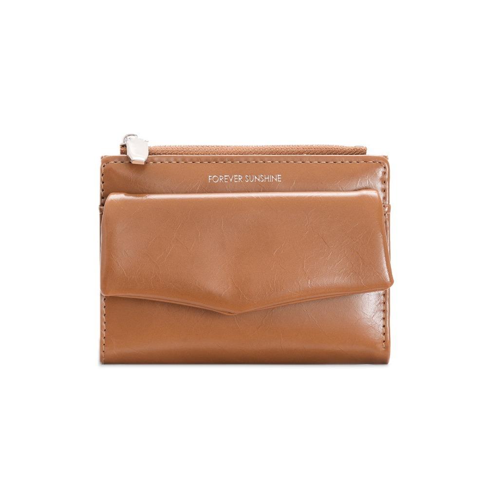 Modern Design Solid Color Short Wallet Ultra Thin PU Coin Purse Multi Slot Card Holder Women