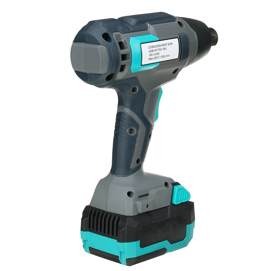 NEW 18V 4000mAh Electric Cordless Heat Gun Temperatures Adjustable Hot Air Gun With 3 Nozzles Attachments Power Tool