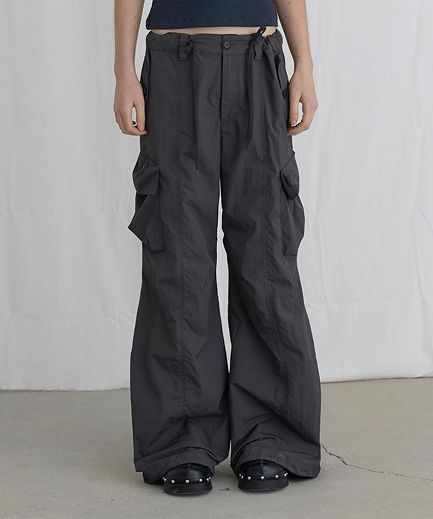 Odeseu Comfy Parachute Cargo Pants - Charcoal
