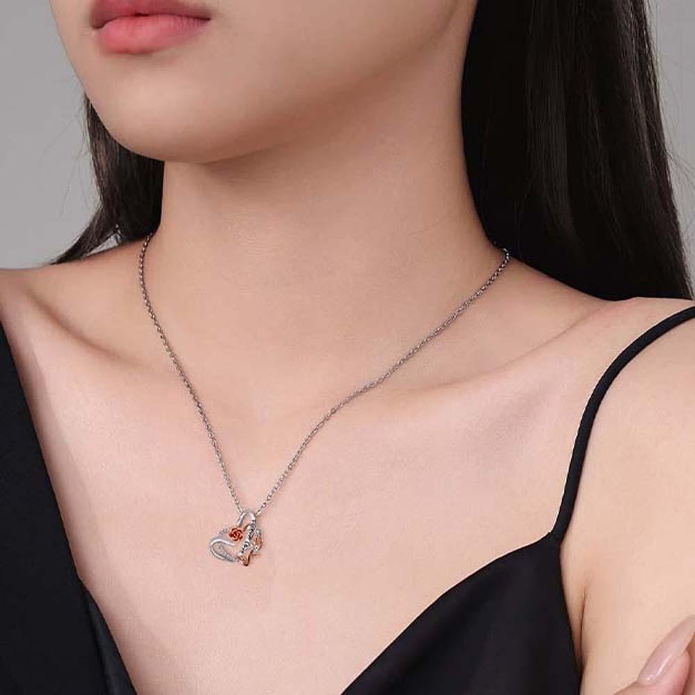Rhinestone Heart Rose Necklace Neck Accessories Valentine's Day Clavicle Chain Wedding Anniversary