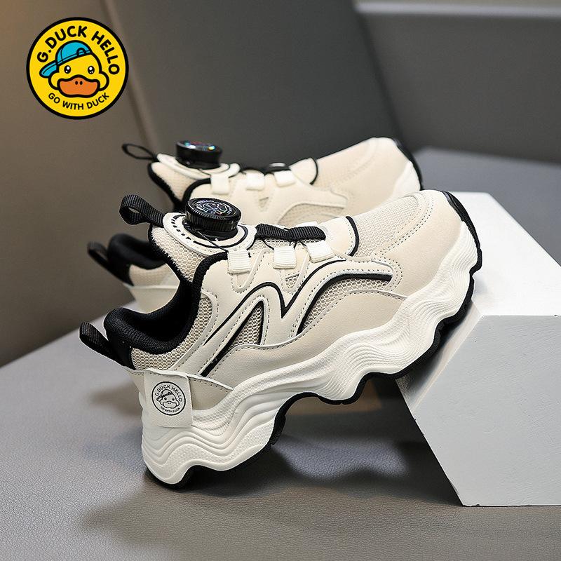 Little Yellow Duck Classmate Girls Sneakers Spring and Autumn 2025 New Mesh Breathable Mesh Shoes Children's Shoes Girls Button Shoes