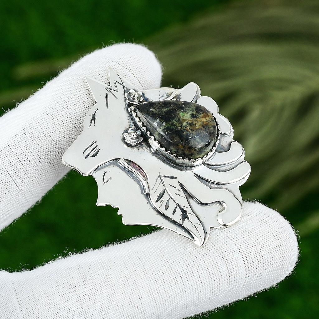 Natural Chrysocolla Gemstone Pendant 925 Sterling Silver Jewelry For Girls