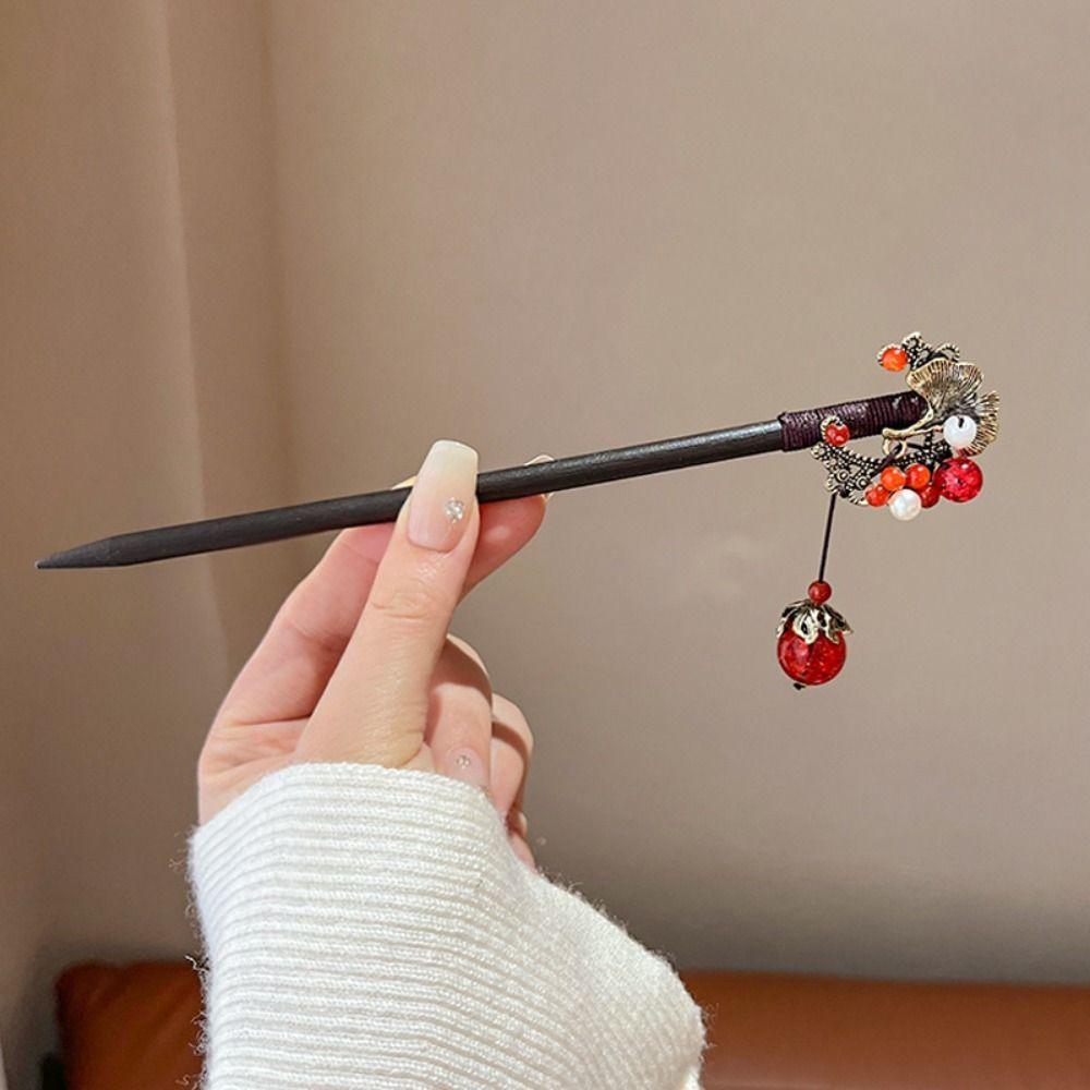 Chinesischer Stil Blumen Haarstab Haargabel Hanfu Haarstab Klassischer Holz Haarstab Mädchen