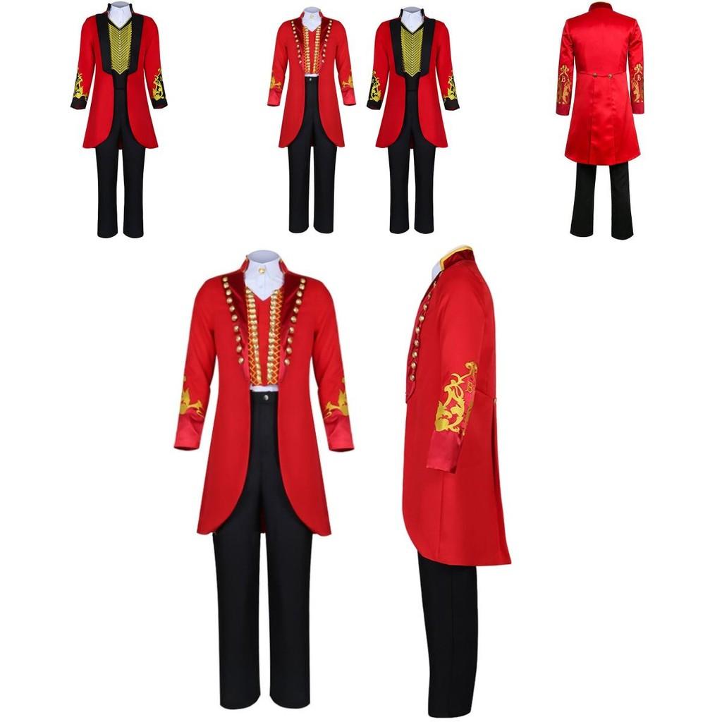 The King Of Circus Barnum Cosplay Costume For Men Red And Black Polyester Blended Fabric