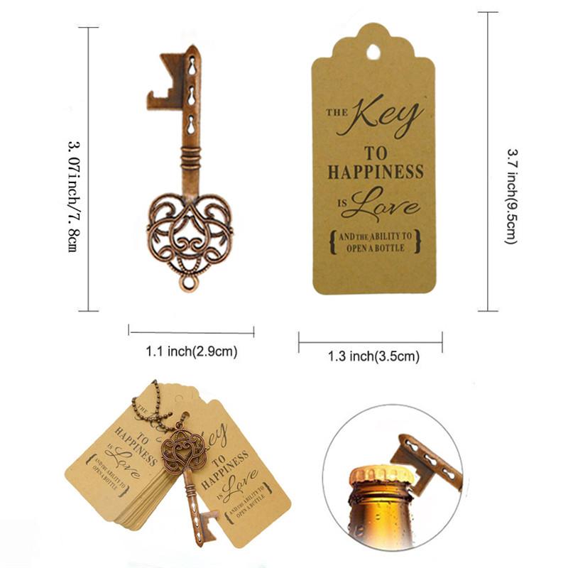 Vintage Key Bottle Opener with Tag Card Bag Wedding Party Favors Souvenirs Bridesmaid Gift Wedding Details For Guests