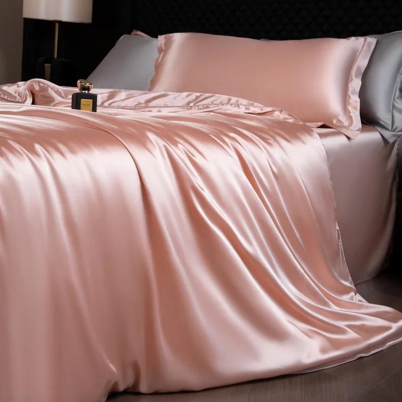 Luxury Mulberry Silk Duvet Cover 200X240Cm King Queen Quilt Cover High End Solid Color Silky Comforter Cover Not Pillow Cases