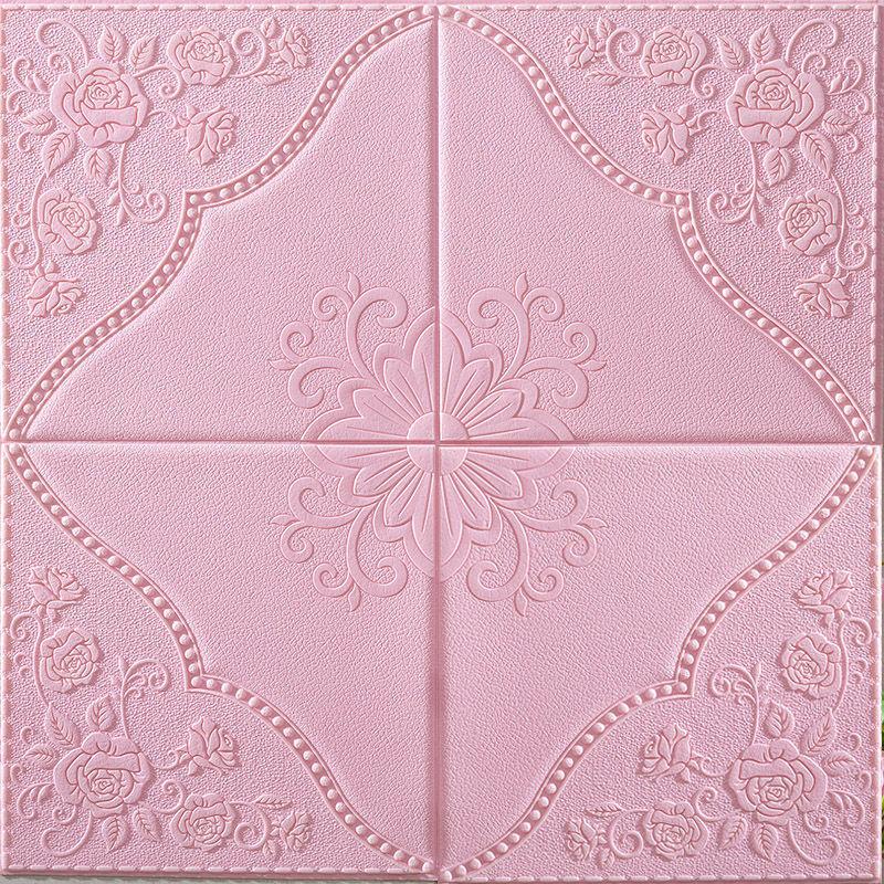 

Обои для потолка и крыши, самоклеящиеся, для спальни, 3D, трехмерные, водонепроницаемые, фоновые обои для стен 5pcs 70cmX70cm светло-розовый