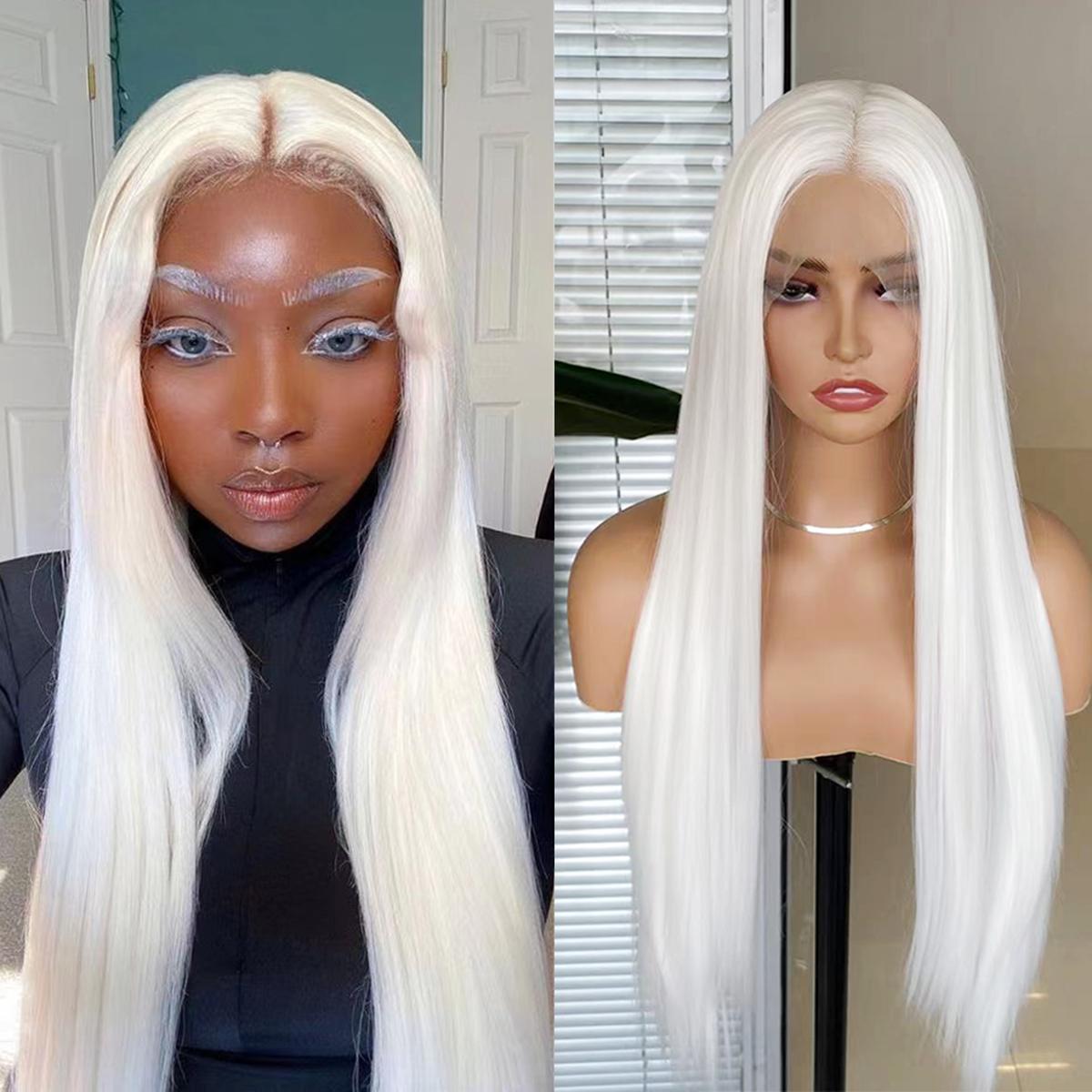 AIMEYA Platinum Blonde Long Straight Wig