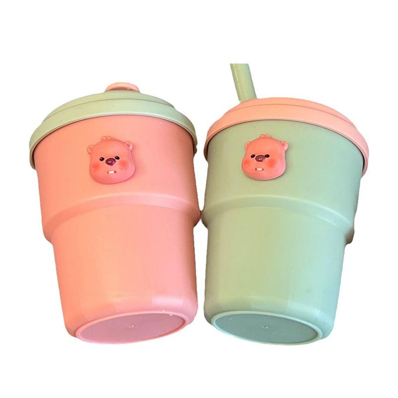 500Ml Coffee Mug With Lid Straw Silicone Cold Juice Milk Tea Mug Leak-Proof Drinking Water Bottles Portable Travel Cup