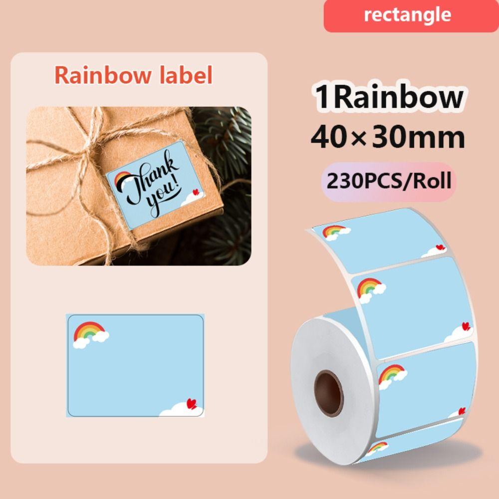 140/230Pcs DIY Blank Label Sticker Rainbow Self-Adhesive Thermal Paper  Shipping Labels