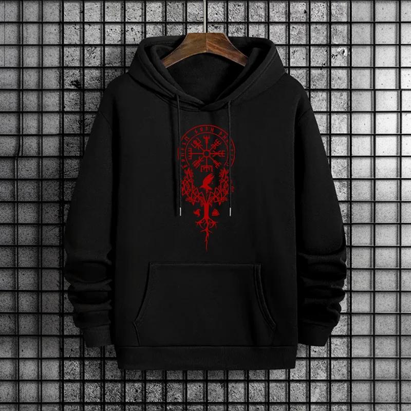Ancient Raven Rune Pattern Hoodies 2025 Urban Streetwear Fashion Men's Hooded Sweatshirt Male Trendy Casual Autumn Winter Hoody