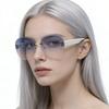 Sunglasses Frameless Ladies, Sunglasses Uv Protection Large Frame Toad Glasses Fashion Ins Street Shooting