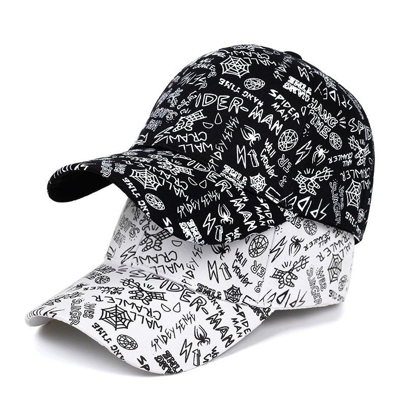 Unisex Spider Graffiti Print Adjustable Hip Hop Baseball Hat Designer Hats Spring Autumn Outdoor Sport Travel for Women Men