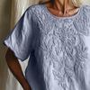 Women Tops Round Neck Short Sleeve Retro Floral Art Print Pullover Tops Loose Fit Soft Fabric Casual Summer Shirt