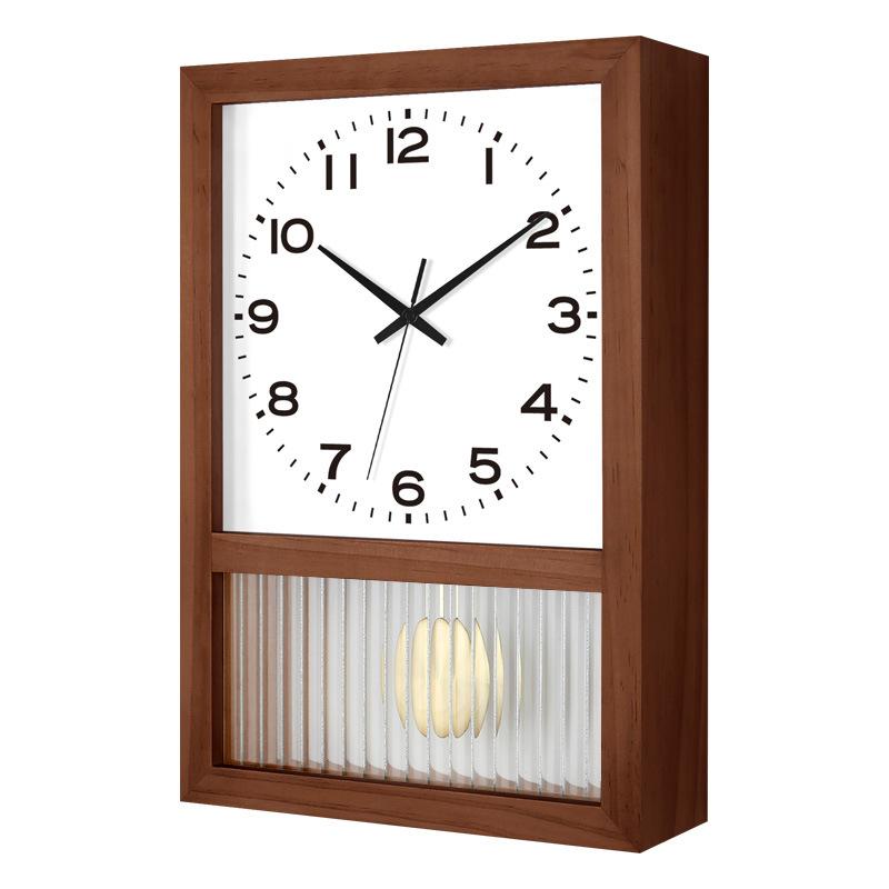 Japanese Retro Solid Wood Watch Home Living Room Square Clock Nordic Wall Clock Art Table Ornament Swing Clock