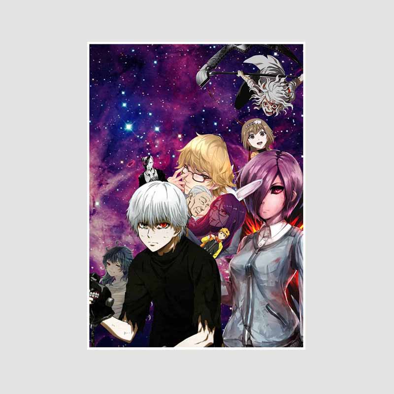Bílý papír Plakáty a tisky Tokyo Ghoul Klasické japonské anime Nástěnné umění Malba Plakátová nástěnná malba Obrázek Manga Dárek pro fanoušky Pokojová dekorace Domácí dekorace