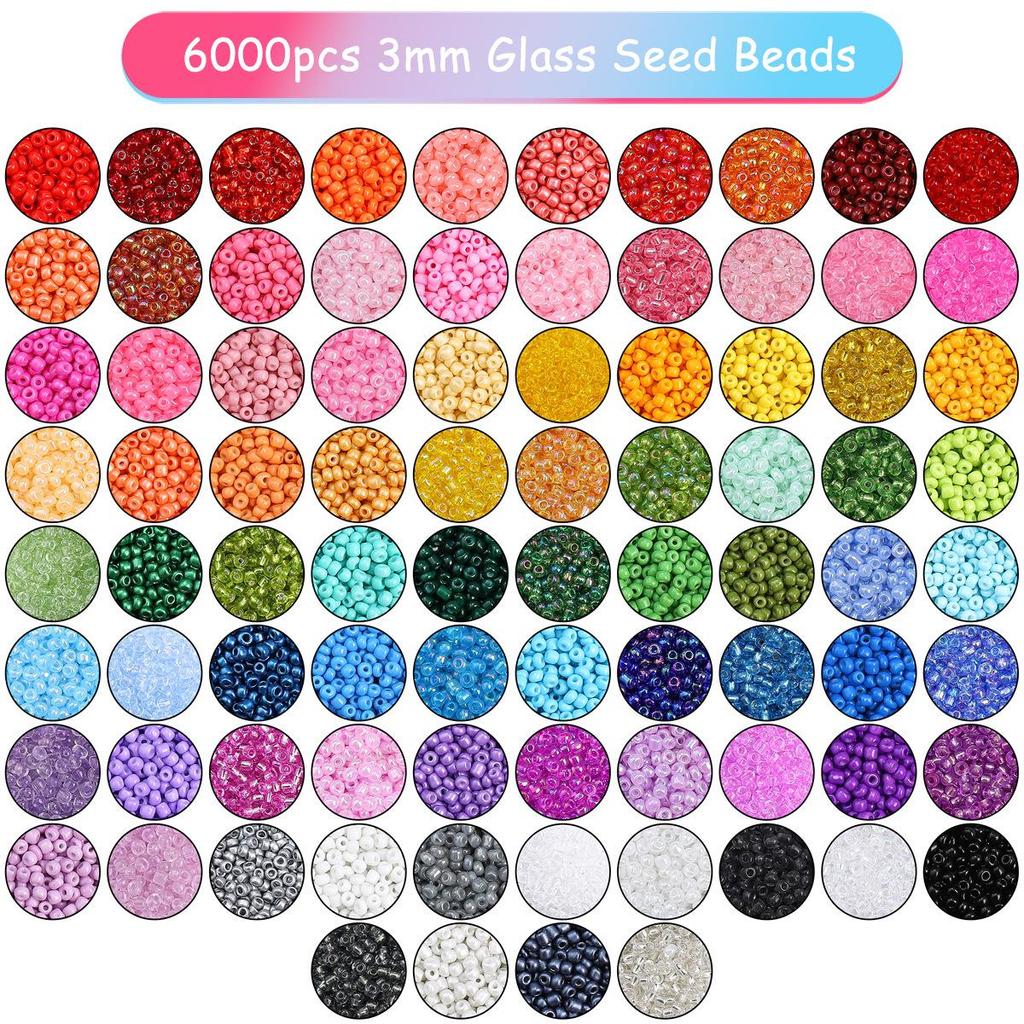 12-Compartment 3mm Stringing Seed Bead Set for DIY Necklace & Bracelet Jewelry Making