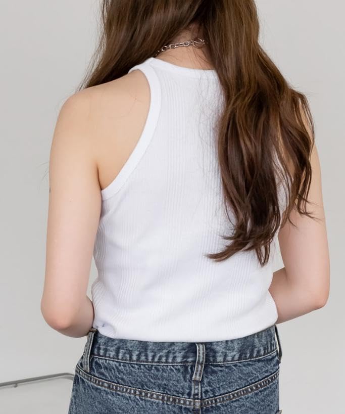 Emptio Ärmlös Tanktopp Gym Längre Perfekt för Basic Bomull Damtopp, Utan Kupor, Figursydd, Loungewear, Underkläder, Träning, Längd, Sval,