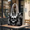 Gothic Skull Crown Print Tote Bag for Daily Use
