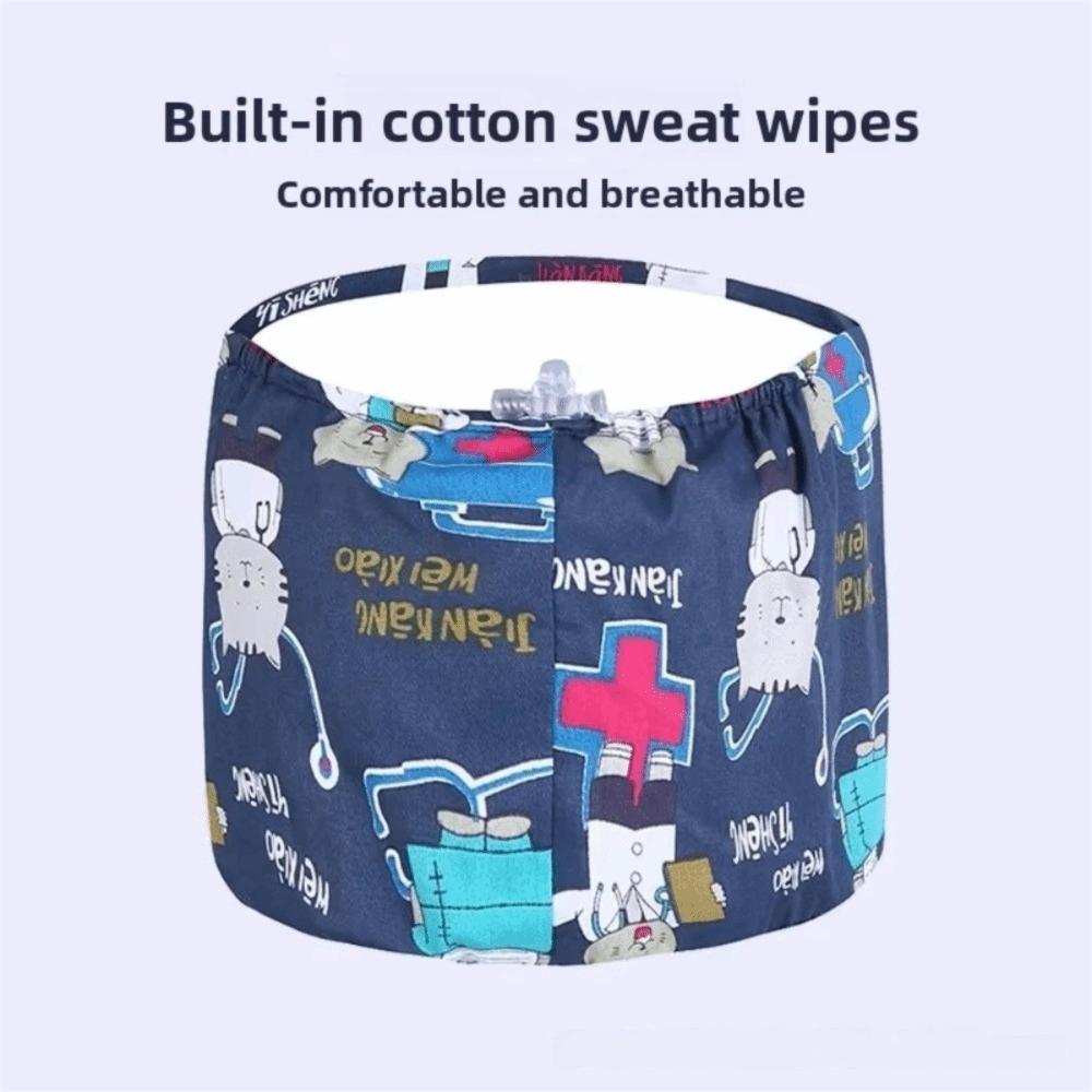 Unisex Cartoon Printing Scrub Cap Adjustable Buckle Print Design Lab Scrub Hat Breathable Soft Pure Healthcare Hats Pet Hospital