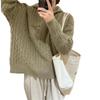 Autumn and winter new retro twist hooded pullover sweater women's simple and versatile loose lazy wind knitted sweater tide
