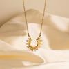 European Style 18K Gold Sunburst Pendant Necklace - Women's Fashion Jewelry